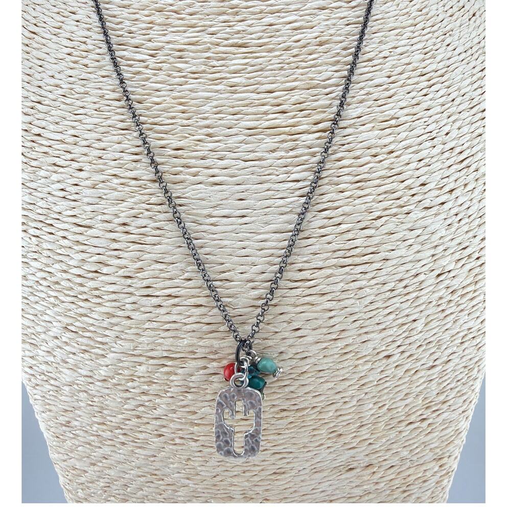 Handcrafted Southwestern Saguaro Cactus Hammered Pendant Necklace